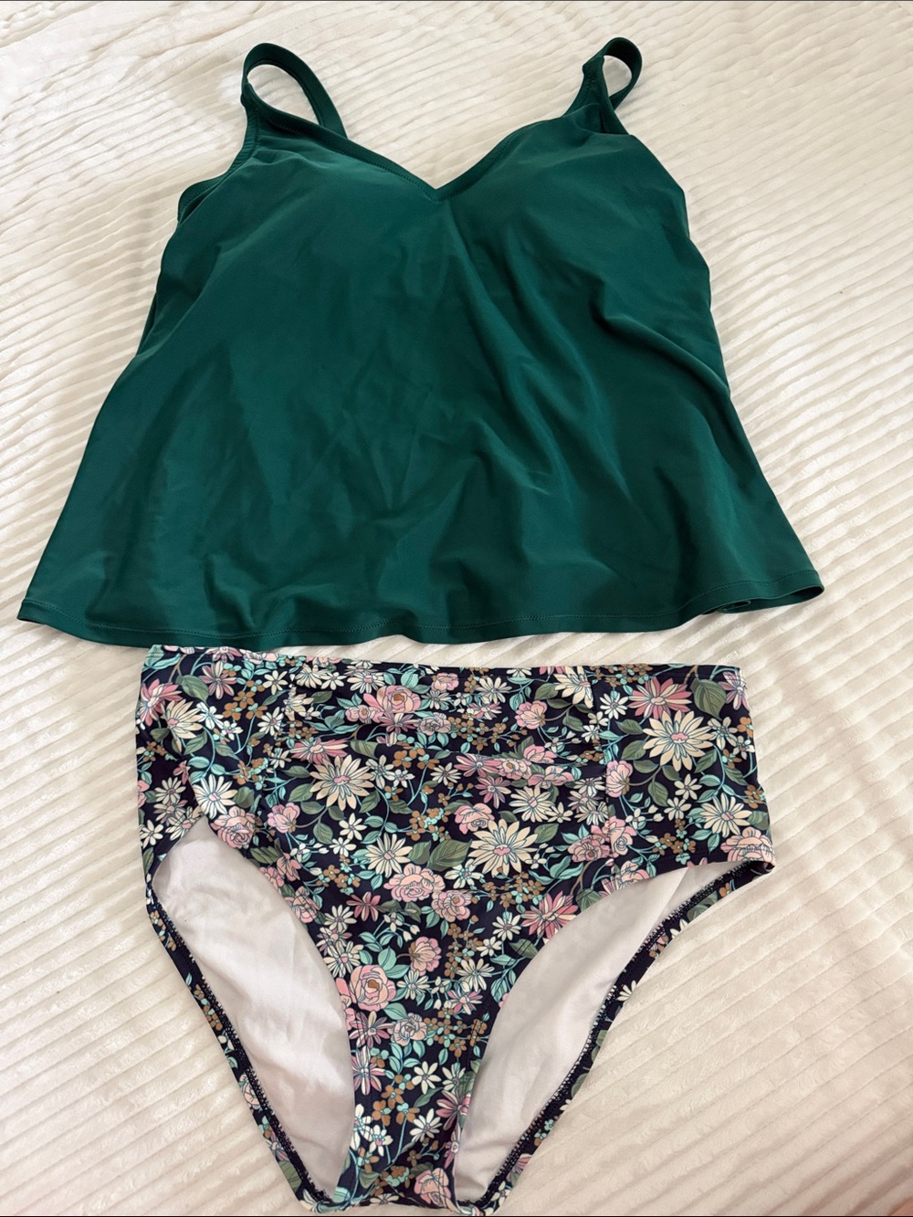 Kona Sol Green and Floral Swimwear Set
